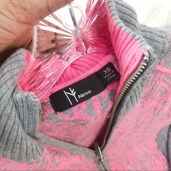 Neve Designs Full Zip Ski Cardigan Sweater Pink XS - Picture 2 of 5